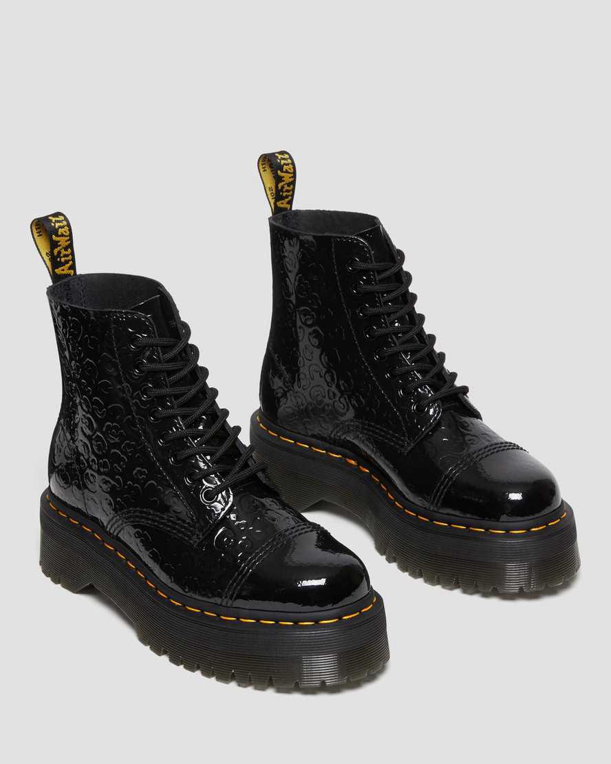 Dr Martens Sinclair Leopard Emboss Patent Leather Platform Naisten Nilkkurit Mustat  Suomi |  8570FXWGR