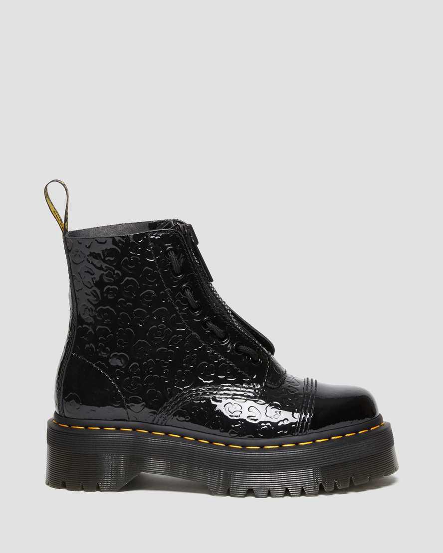 Dr Martens Sinclair Leopard Emboss Patent Leather Platform Naisten Nilkkurit Mustat  Suomi |  8570FXWGR