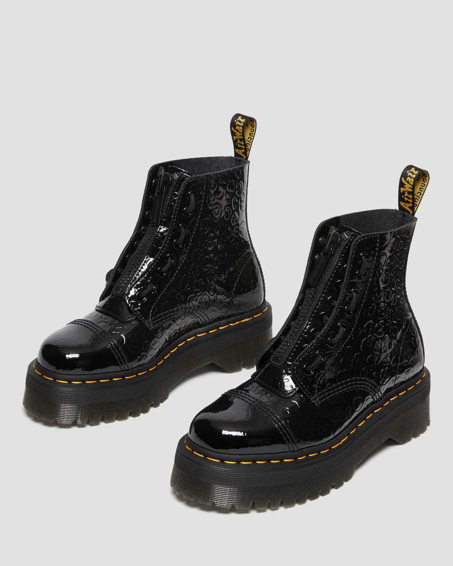 Dr Martens Sinclair Leopard Emboss Patent Leather Platform Naisten Nilkkurit Mustat  Suomi |  8570FXWGR