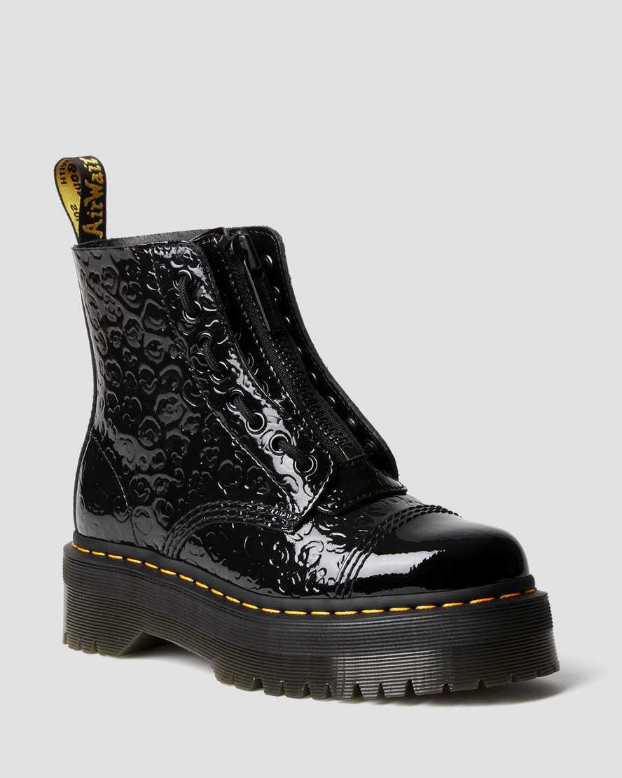 Dr Martens Sinclair Leopard Emboss Patent Leather Platform Naisten Nilkkurit Mustat  Suomi |  8570FXWGR