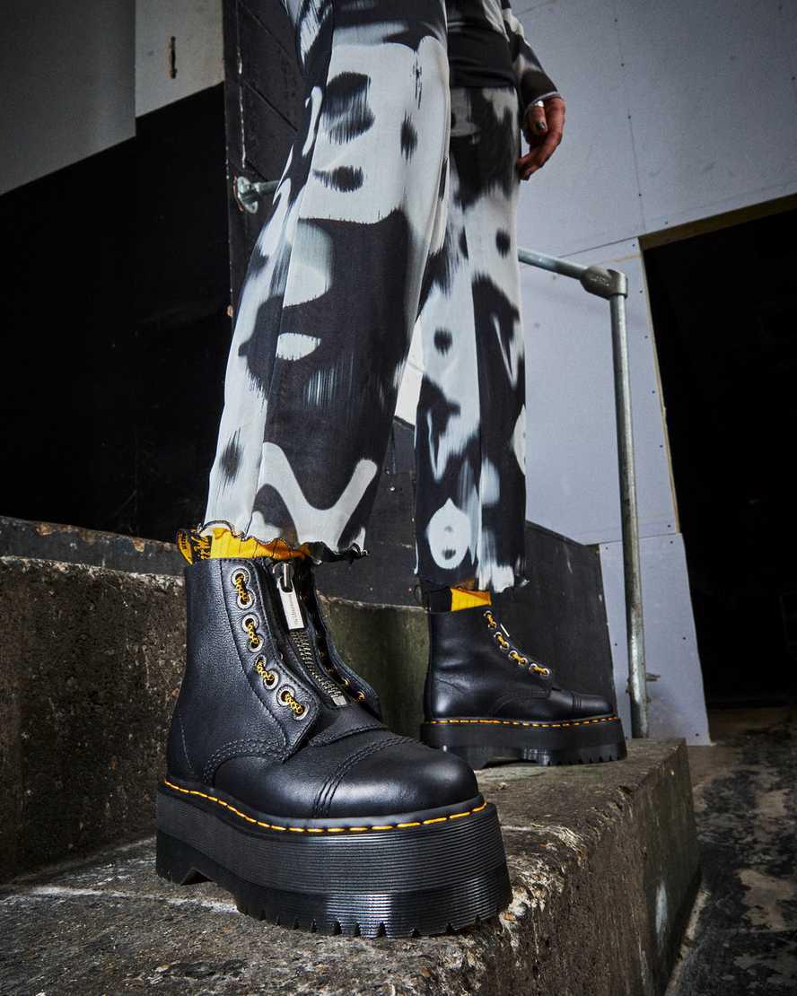 Dr Martens Sinclair Max Pisa Leather Naisten Platform Saappaat Mustat  Suomi |  8970HOXED