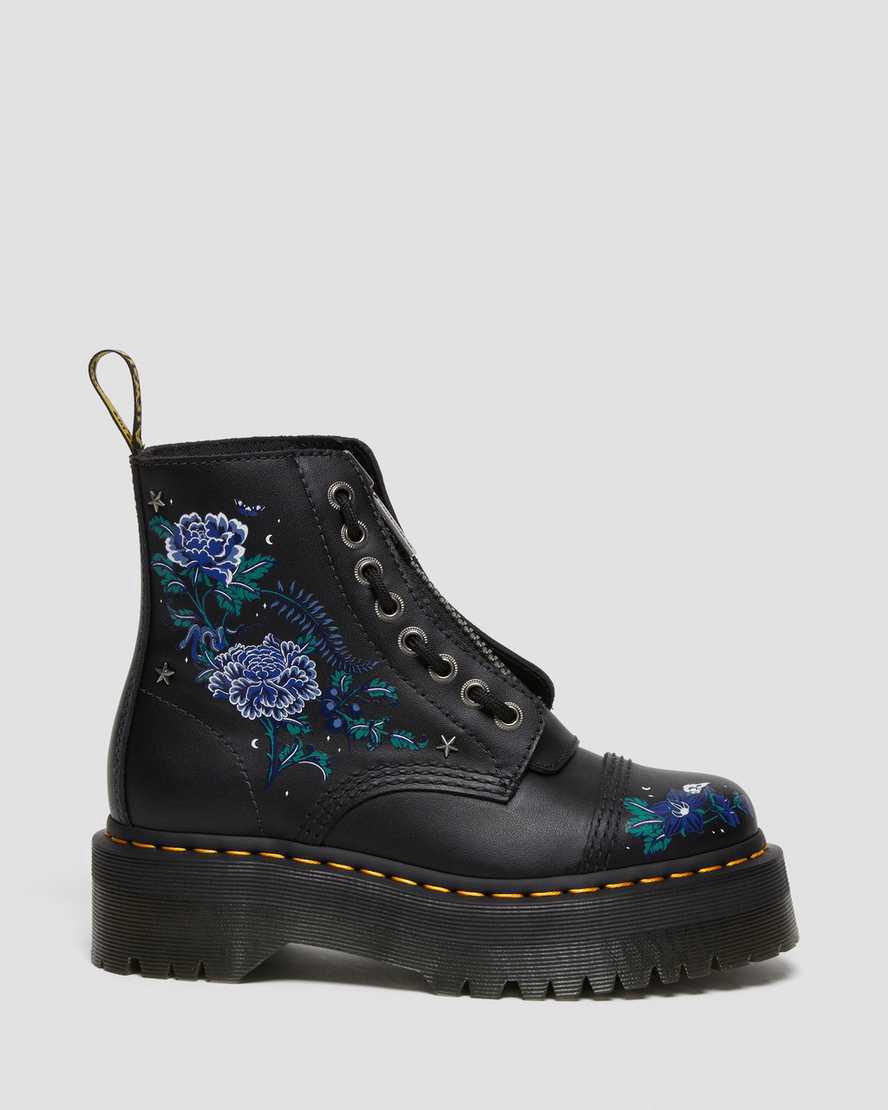 Dr Martens Sinclair Mystic Floral Leather Platform Naisten Nilkkurit Mustat  Suomi |  6724AOXCW