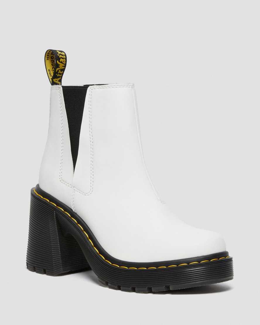 Dr Martens Spence Leather Flared Chelsea Naisten Korkokengät Saappaat Valkoinen  Suomi |  4718UJRZW