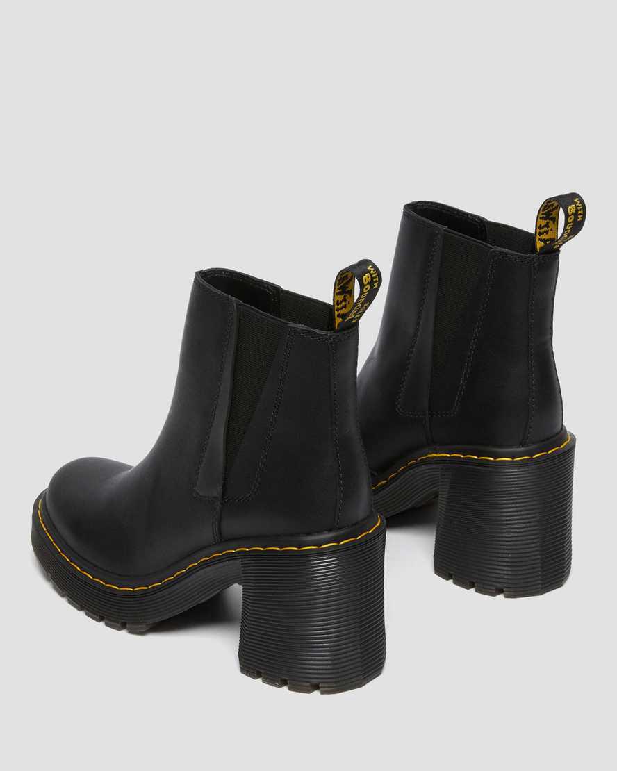 Dr Martens Spence Leather Flared Heel Naisten Chelsea Saappaat Mustat  Suomi |  9304PLHBE