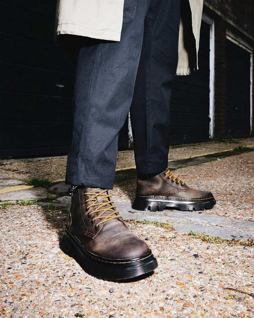 Dr Martens Tarik Crazy Horse Leather Utility Naisten Nilkkurit Tummanruskea  Suomi |  9652VYKUT