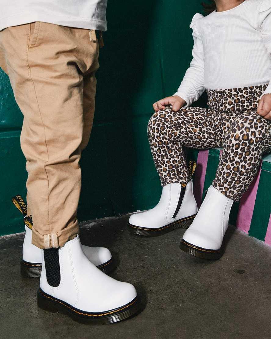 Dr Martens Toddler 2976 Leather Lasten Chelsea Saappaat Valkoinen  Suomi |  0381MHFNG