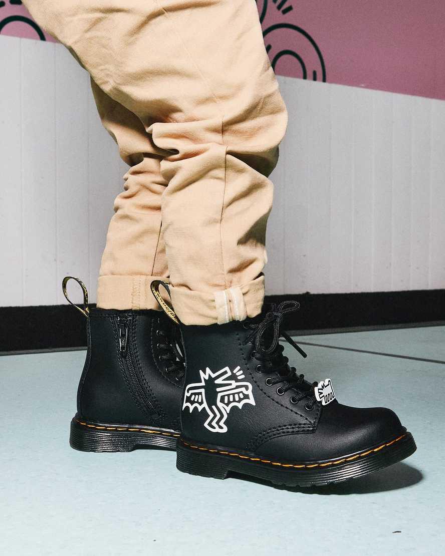 Dr Martens Toddler Keith Haring 1460 Leather Lasten Nauhasaappaat Black/White  Suomi |  6543AQFCT