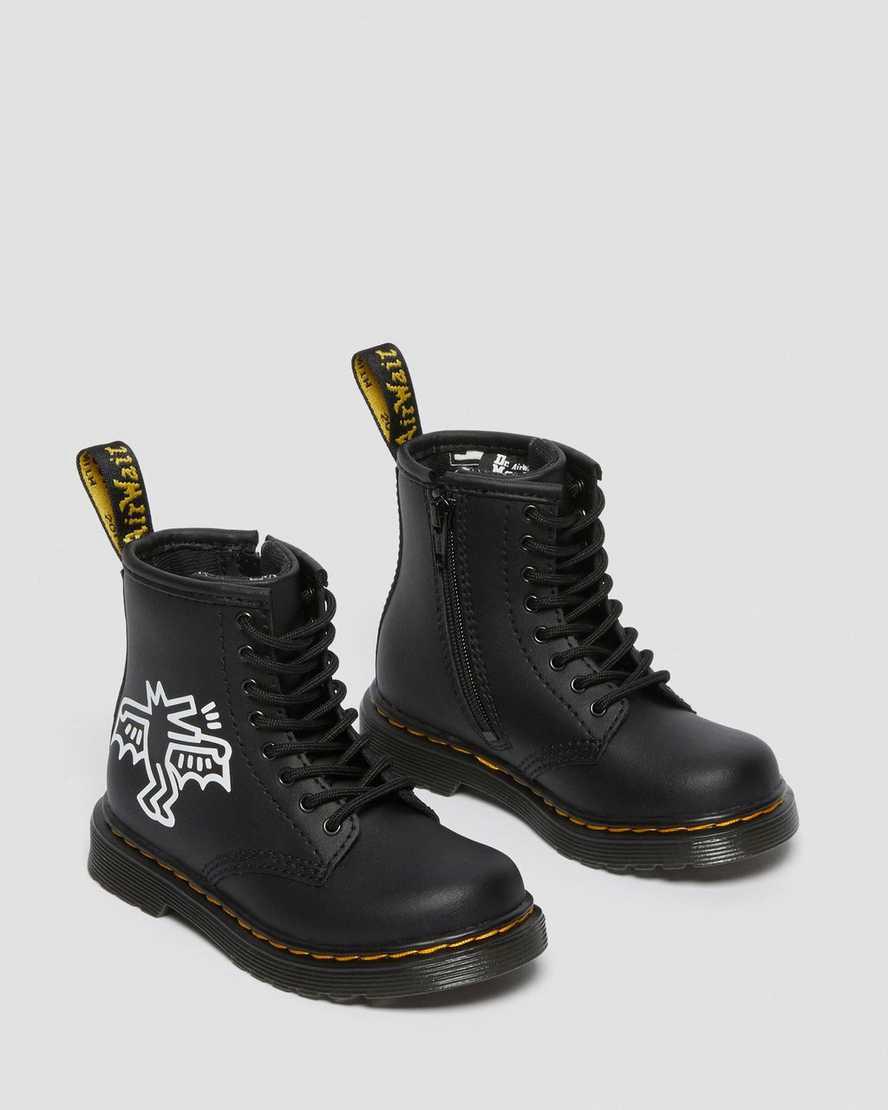 Dr Martens Toddler Keith Haring 1460 Leather Lasten Nauhasaappaat Black/White  Suomi |  6543AQFCT