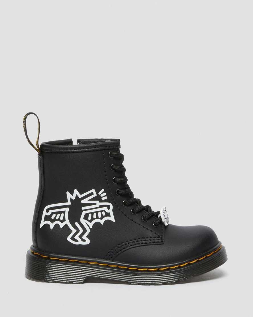Dr Martens Toddler Keith Haring 1460 Leather Lasten Nauhasaappaat Black/White  Suomi |  6543AQFCT