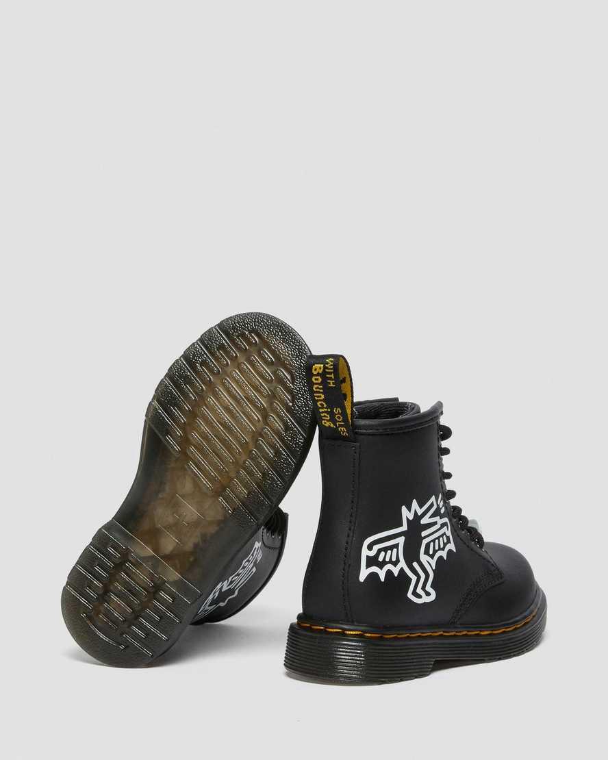 Dr Martens Toddler Keith Haring 1460 Leather Lasten Nauhasaappaat Black/White  Suomi |  6543AQFCT