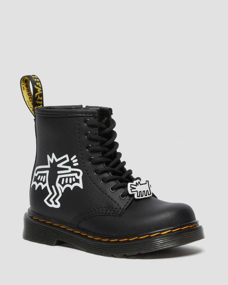Dr Martens Toddler Keith Haring 1460 Leather Lasten Nauhasaappaat Black/White  Suomi |  6543AQFCT