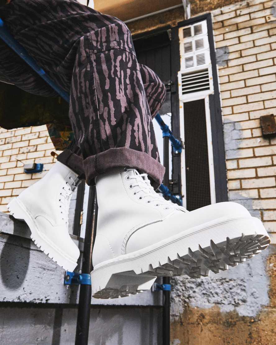 Dr Martens Vegan 1460 Bex Kemble Mono Platform Miesten Nauhasaappaat Valkoinen  Suomi |  7082PALEC