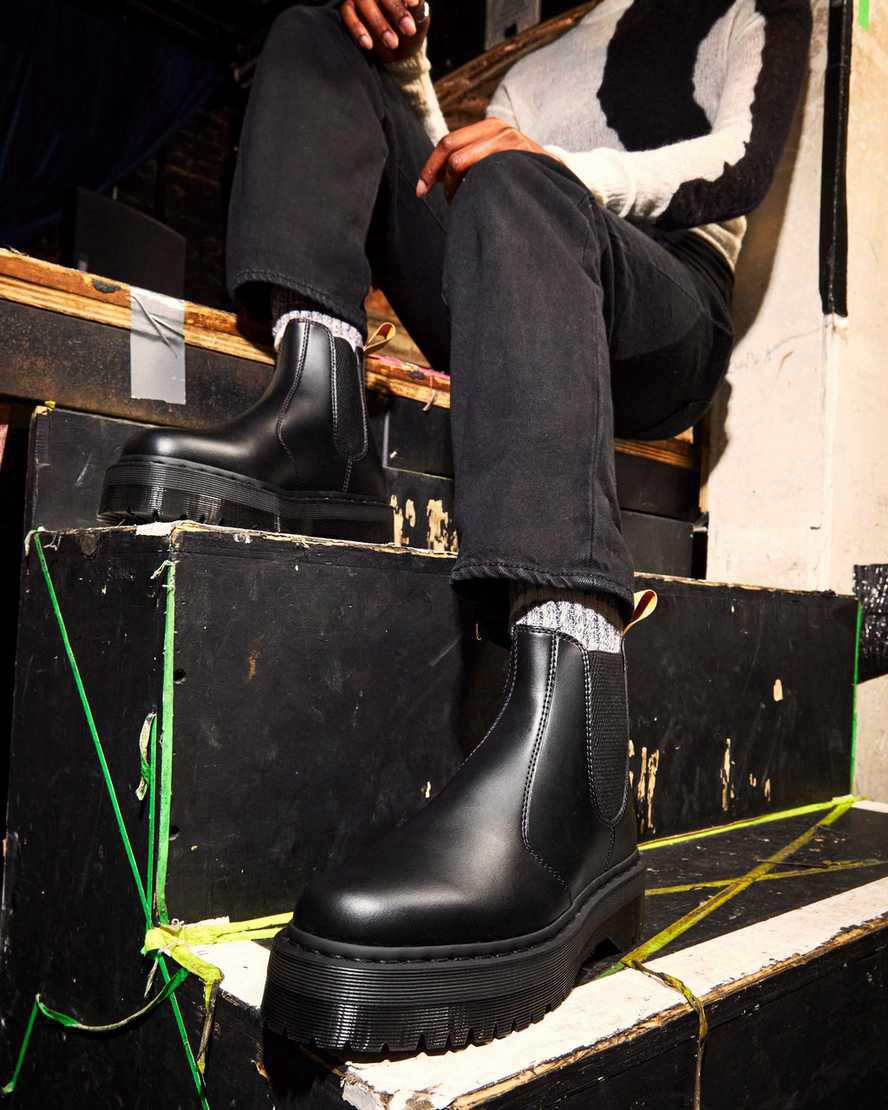 Dr Martens Vegan 2976 Felix Platform Chelsea Miesten Nilkkurit Mustat  Suomi |  6458GSOUA