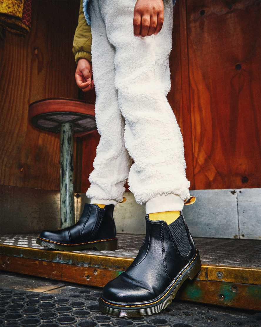 Dr Martens Vegan Junior 2976 Lasten Chelsea Saappaat Mustat  Suomi |  9261FHVIB