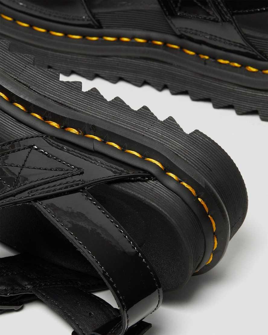 Dr Martens Voss Patent Leather Strap Naisten Platform Sandaalit Mustat  Suomi |  1486REPTA