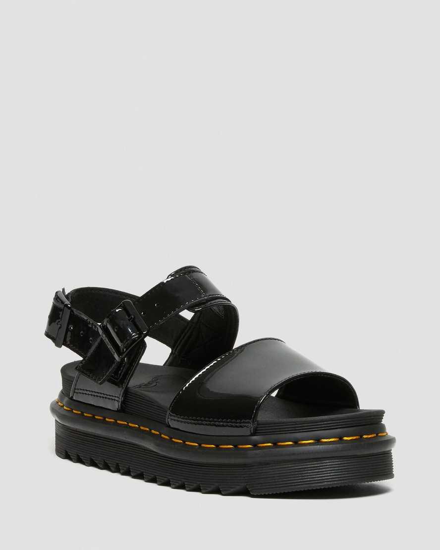 Dr Martens Voss Patent Leather Strap Naisten Platform Sandaalit Mustat  Suomi |  1486REPTA
