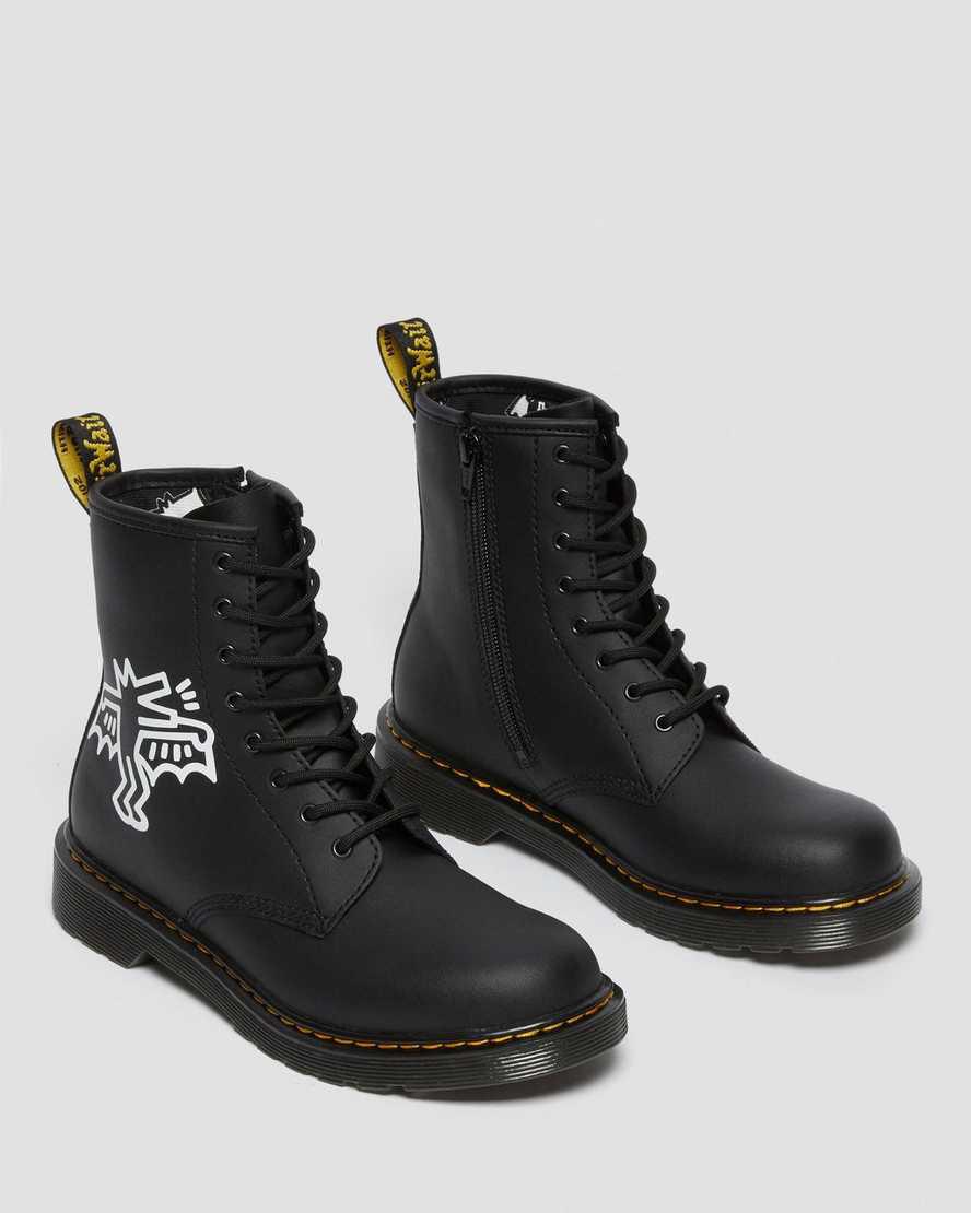Dr Martens Youth Keith Haring 1460 Leather Lasten Nauhasaappaat Black/White  Suomi |  5874NMAKG