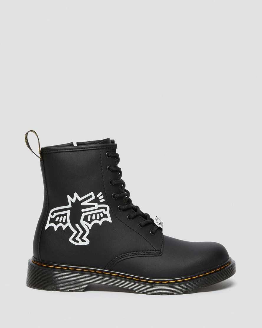 Dr Martens Youth Keith Haring 1460 Leather Lasten Nauhasaappaat Black/White  Suomi |  5874NMAKG