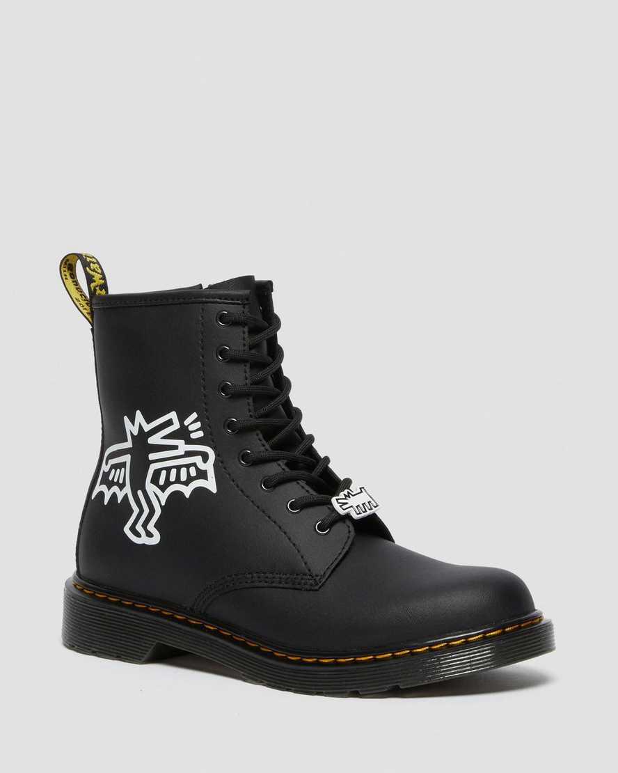 Dr Martens Youth Keith Haring 1460 Leather Lasten Nauhasaappaat Black/White  Suomi |  5874NMAKG
